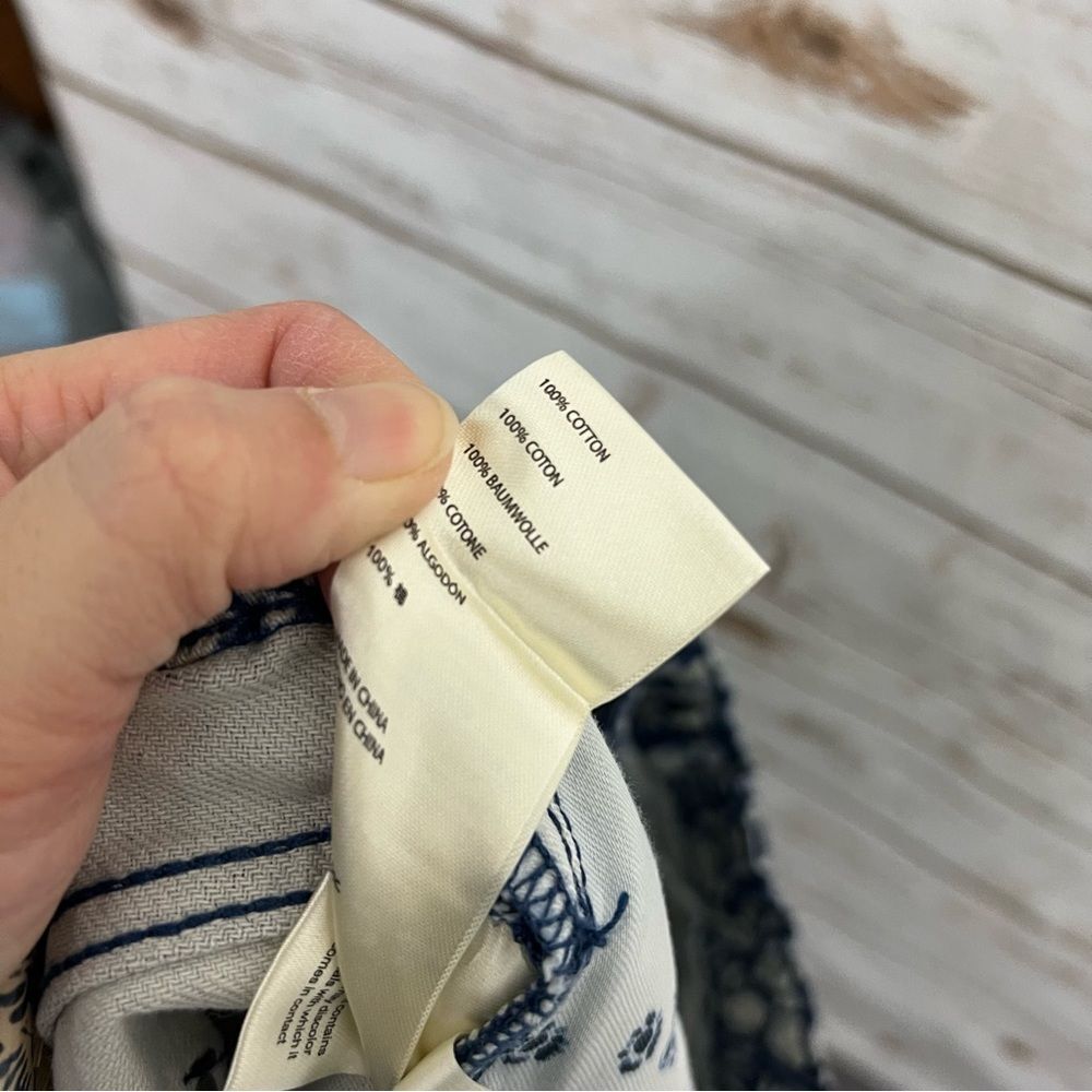 Anthropologie Blue and Cream Printed High-Waist Shorts - Picture 7 of 7